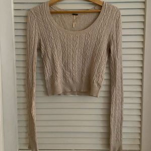 Free People Long Sleeve Crop Cable Knit Sweater S
